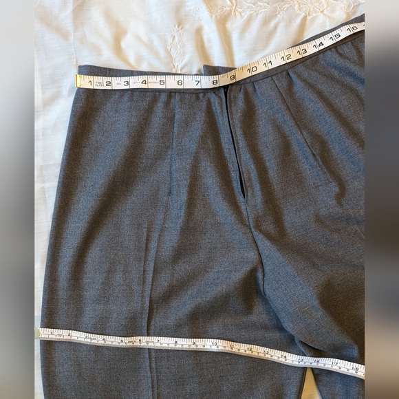 Handmade sz14 OOAK classic gray suit wide leg pleat style trousers EUC - Picture 2 of 3